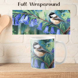 Watercolor Bluebells och Chickadee Kaffemugg