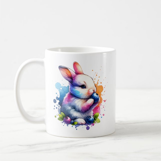 Watercolor Blueberry Bunny Kaffemugg (Vänster)