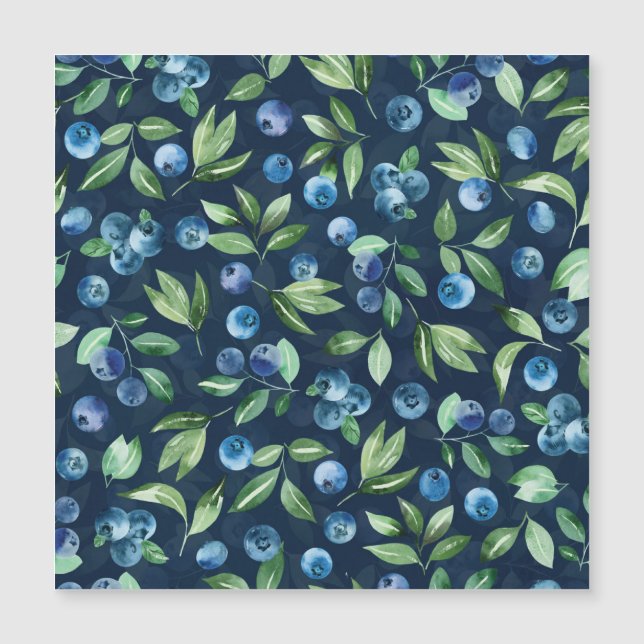 Watercolor Blueberry Mörk Bakgrund Mönster (Framsida)
