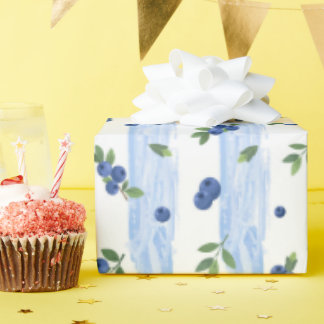 Watercolor Blueberry Pattern Wrapping Paper Presentpapper