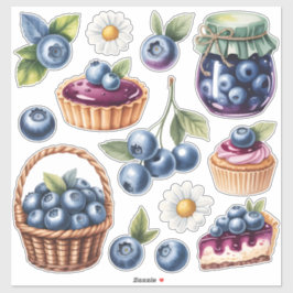 Watercolor Blueberry Treats Sticker Pack Isolated  Klistermärken