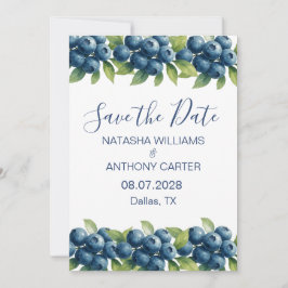 Watercolor Blueberry Wedding Save the Date Inbjudningar