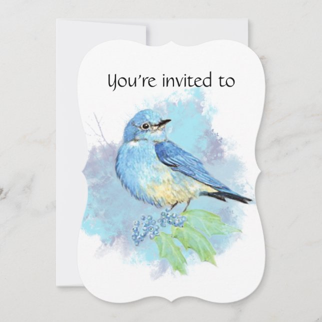 Watercolor Bluebird Garden Bird Art Inbjudningar (Framsida)