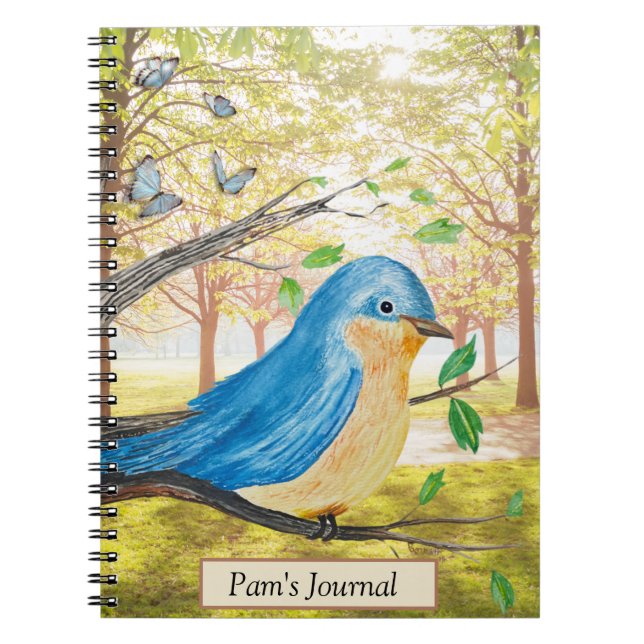 Watercolor Bluebird journal Anteckningsbok (Framsidan)