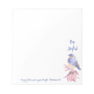 Watercolor Bluebird Joy of the Lord Bible Quote Anteckningsblock