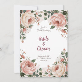 Watercolor Blush Peony Cream Rose Baby's Breath Inbjudningar