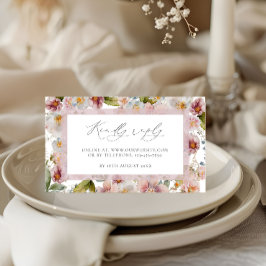 Watercolor Blush Pink Floral Wedding RSVP Cards Tilläggskort