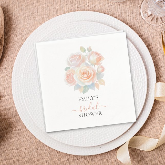 Watercolor Blush Rose Gold Garden Bridal Shower Pappersservett (Skapare uppladdad)