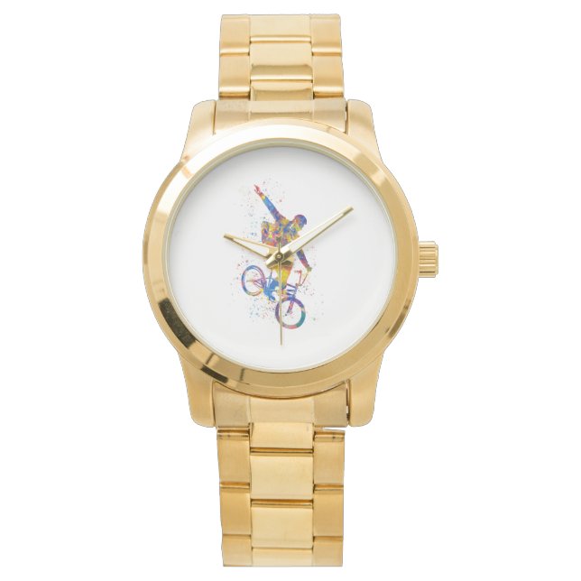 Watercolor bmx rider armbandsur (Framsida)