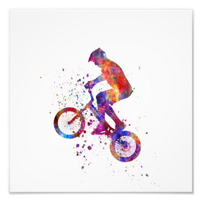 Watercolor bmx rider fototryck (Framsidan)