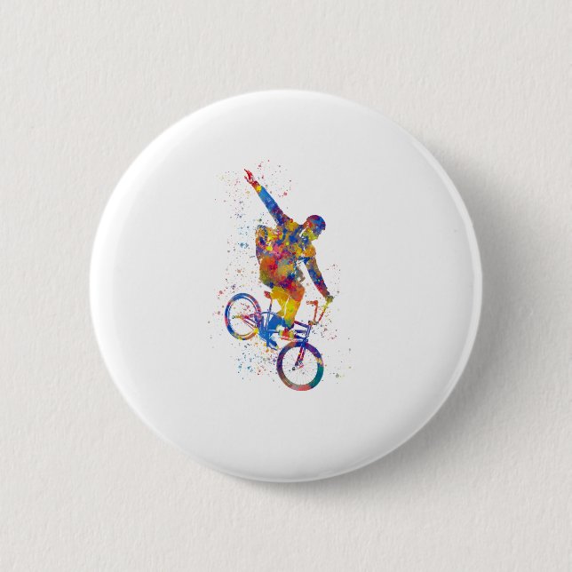 Watercolor bmx rider knapp (Framsida)