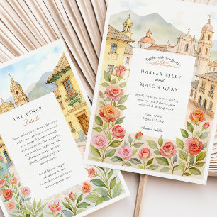 Watercolor Bogotá Colombia bröllopsinbjudan Inbjudningar