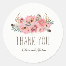 Watercolor Bohemian Bröllop Tack Stickers Runt Klistermärke