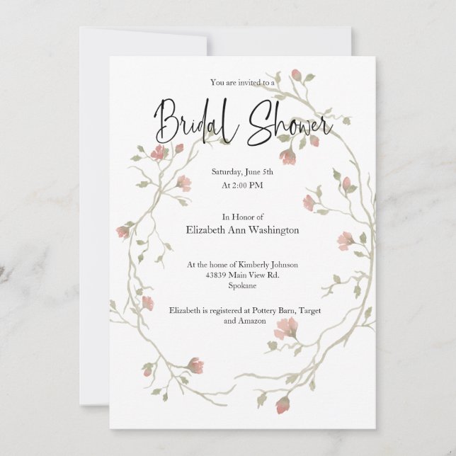 Watercolor Bohemian Inbjudningskort för möhippan (Framsida)