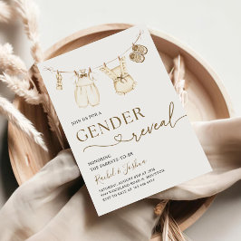 Watercolor Boho Barnkläders Gender Reveal Inbjudningar