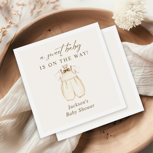 Watercolor Boho Barnkläders Gender Reveal Pappersservett (Skapare uppladdad)
