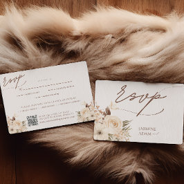 Watercolor Boho Blommigt Autumn Bröllop OSA Kort