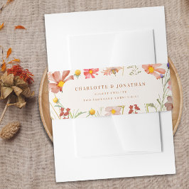 Watercolor Boho Blommigt bröllop Band För Inbjudningskort