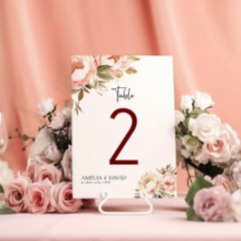 Watercolor Boho Blommigt Bröllop Bordsnummer