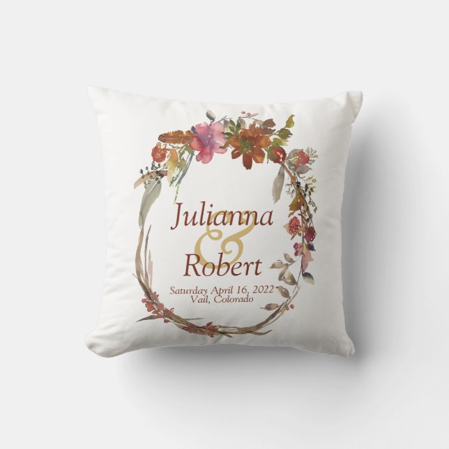 Watercolor Boho blommigt Dekorativ kudde (Framsida)