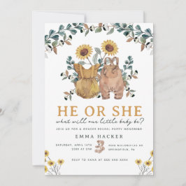 Watercolor Boho Blommigt Gender Reveal Party Inbjudningar