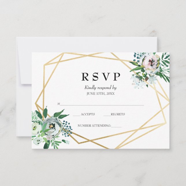 Watercolor Boho Blommigt Geometric Bröllop OSA (Framsida)