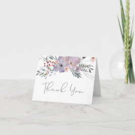 Watercolor Boho Blommigt Lila Lilac-skript Tack Kort