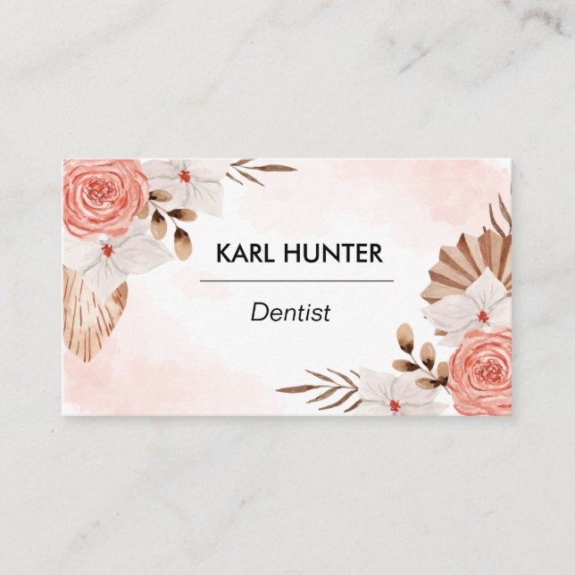 Watercolor-Boho-Business Card Visitkort (Framsida)