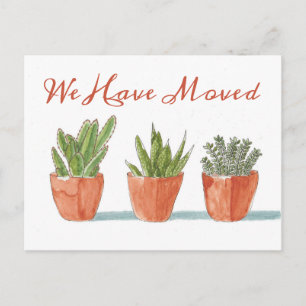Watercolor Boho Cactus   Byte av Adress Vykort