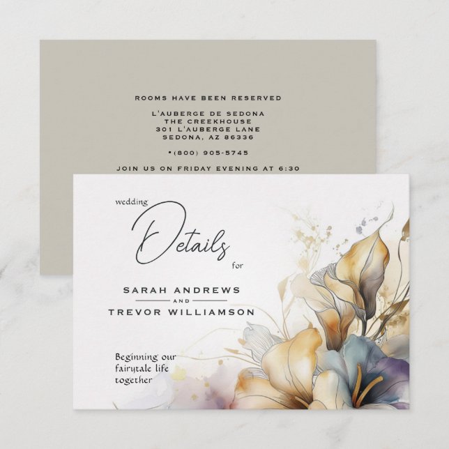 Watercolor Boho Calla Lily Blommigt Tilläggskort (Fram/baksida)