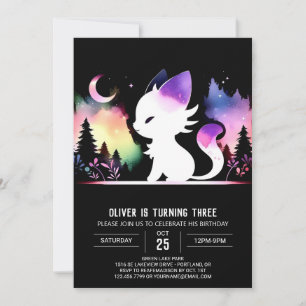 Watercolor Boho Cat Birthday Inbjudningar