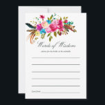Watercolor Boho Chic Blommigt Bröllop Möhippa Adre Rådkort<br><div class="desc">Boho chic rosa och blue water blommigt bouquets Möhippa för kortet Bride to be med elegant bröllop typografi.</div>