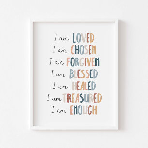 Watercolor boho Christian children-bekräftelse pos Poster