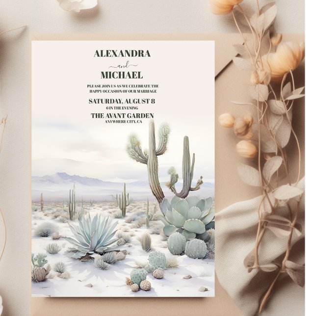 Watercolor Boho Desert Mountain Bröllop Inbjudningar (Skapare uppladdad)
