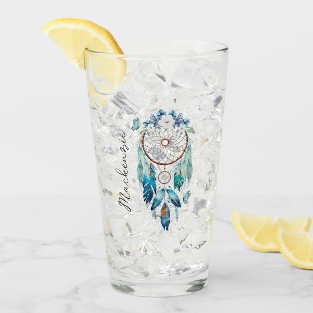 Watercolor Boho Dreamcatcher Glaskopp (Framsida Ice)