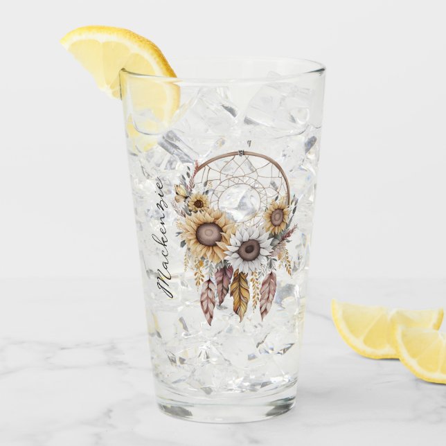 Watercolor Boho Dreamcatcher Glaskopp (Framsida Ice)