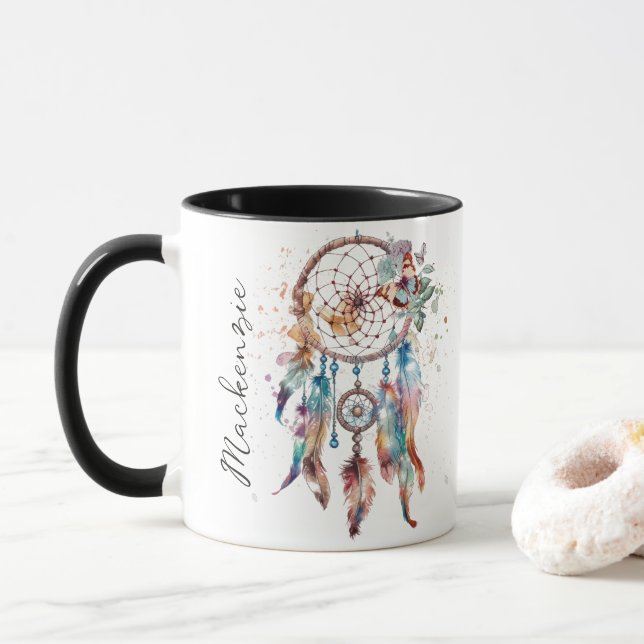 Watercolor Boho Dreamcatcher Mugg (Med munk)