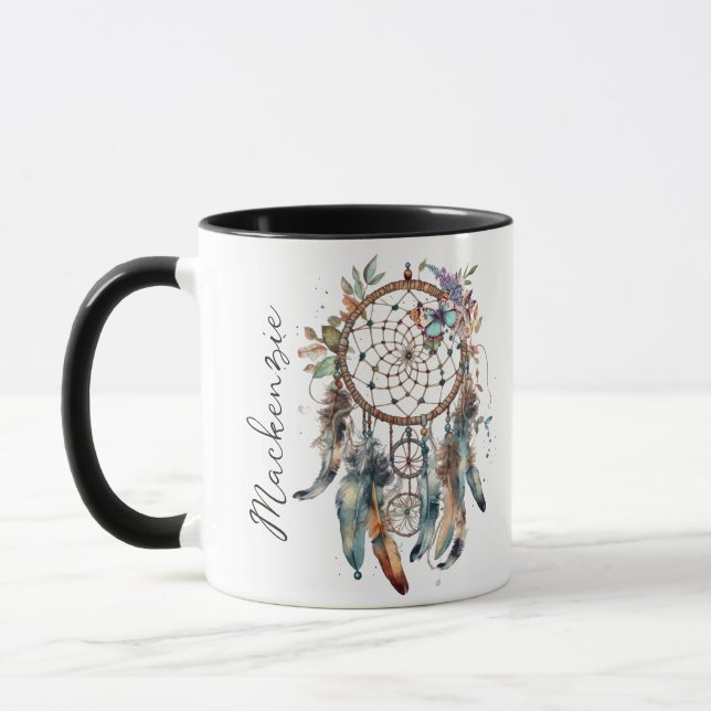 Watercolor Boho Dreamcatcher Mugg (Vänster)