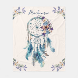 Watercolor Boho Dreamcatcher Personlig Namn Fleecefilt