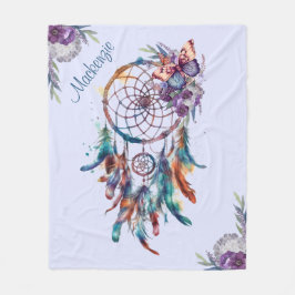 Watercolor Boho Dreamcatcher Personlig Namn Fleecefilt