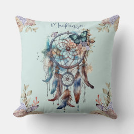 Watercolor Boho Dreamcatcher Personlig Namn Kudde