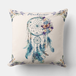 Watercolor Boho Dreamcatcher Personlig Namn Kudde