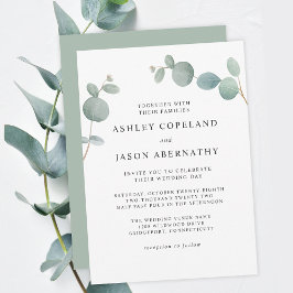 Watercolor Boho Eucalyptus Greenery Bröllop Inbjudningar