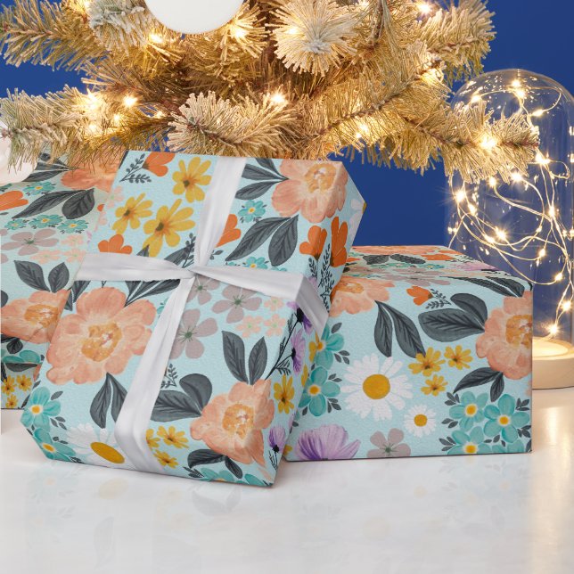 Watercolor Boho Floral Presentpapper (Helgdagar)