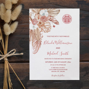 Watercolor Boho Flowers Chinese Bröllop Inbjudningar