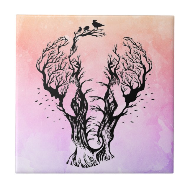 Watercolor Boho Forest Elephant Kakelplatta (Framsidan)