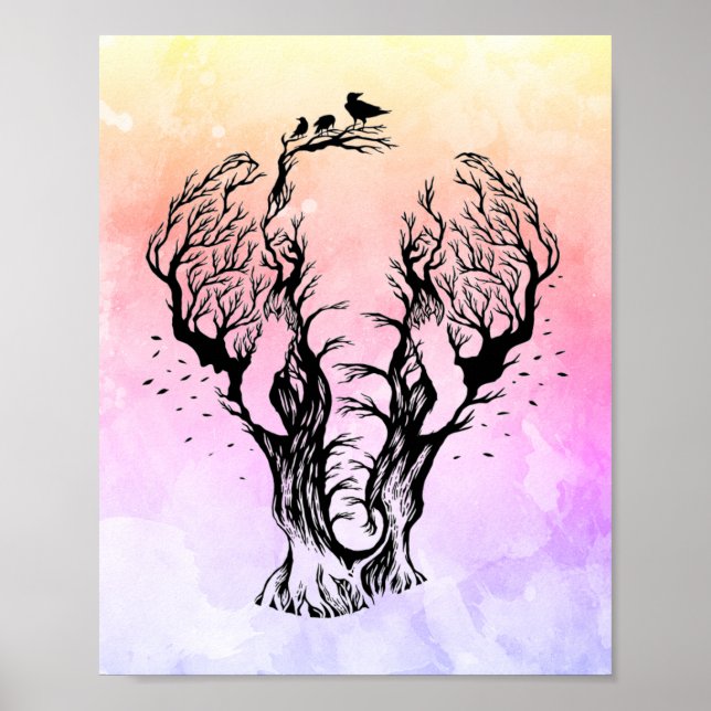 Watercolor Boho Forest Elephant Poster (Framsidan)