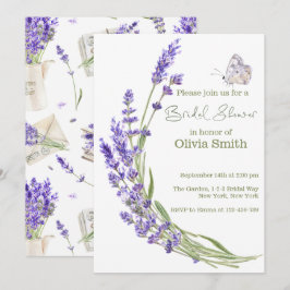 Watercolor Boho Lavender Möhippa Inbjudningar