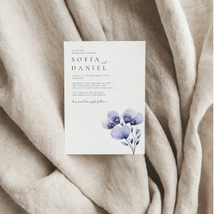 Watercolor Boho Lila Blommigt Winter Wedding Inbjudningar