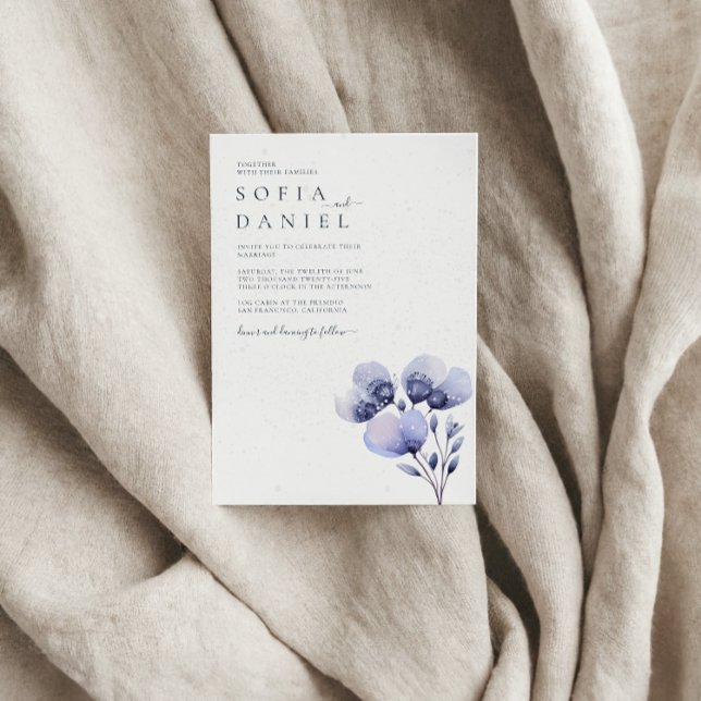 Watercolor Boho Lila Blommigt Winter Wedding Inbjudningar (Skapare uppladdad)